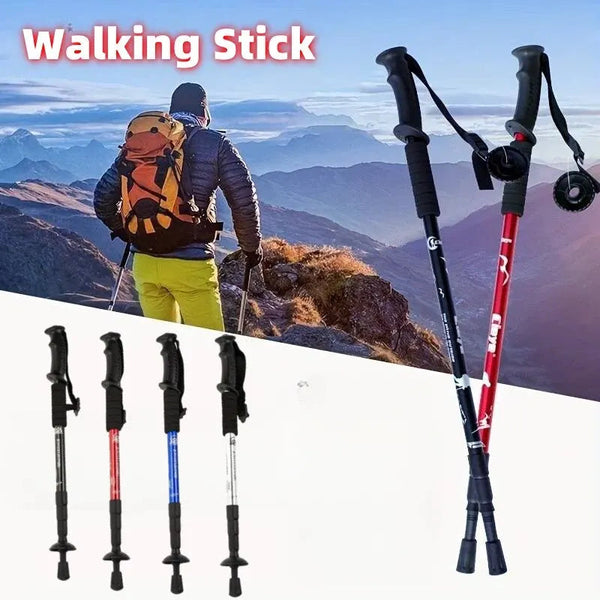 Trekking Poles Shock Absorption Foldable Ultralight Hiking Pole Suitable For Outdoor Camping Mountaineering Backpacking And Trip Trekker Essentials
