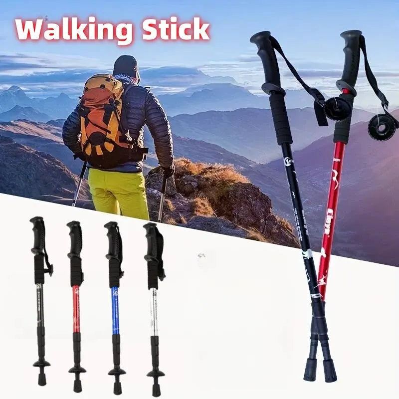 Trekking Poles Shock Absorption Foldable Ultralight Hiking Pole Suitable For Outdoor Camping Mountaineering Backpacking And Trip Trekker Essentials