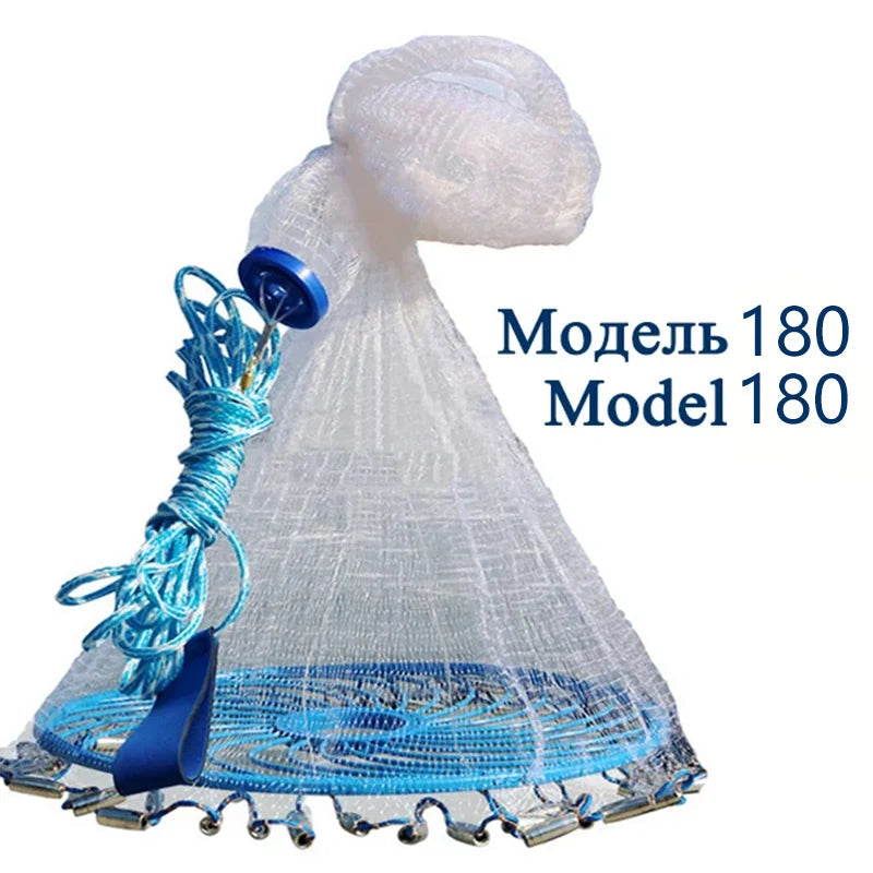 Lawaia Hand Cast Net Aluminum or Blue Plastic Ring Folding Network Steel Pendant Monofilament Nylon Fishing Line Fishnet Trekker Essentials