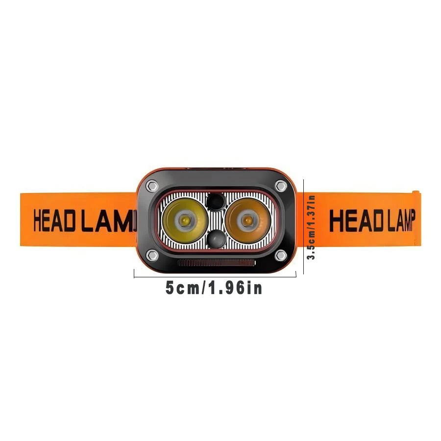 Rechargeable Motion Sensor Headlamp - 45° Adjustable Hands-Free Light for Camping, Hiking & Fishing