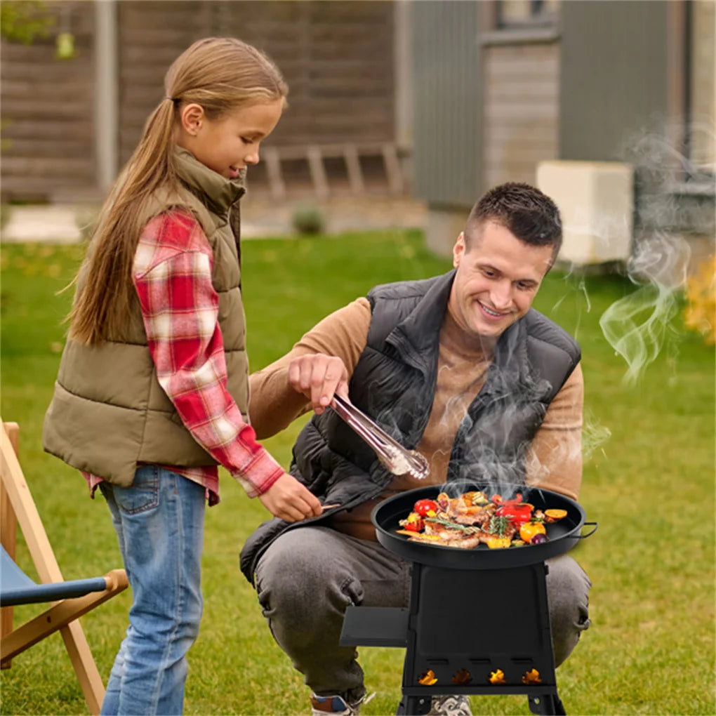 Portable Wood Burning Camp Stove - Windproof Outdoor Heater & Cooker for Camping