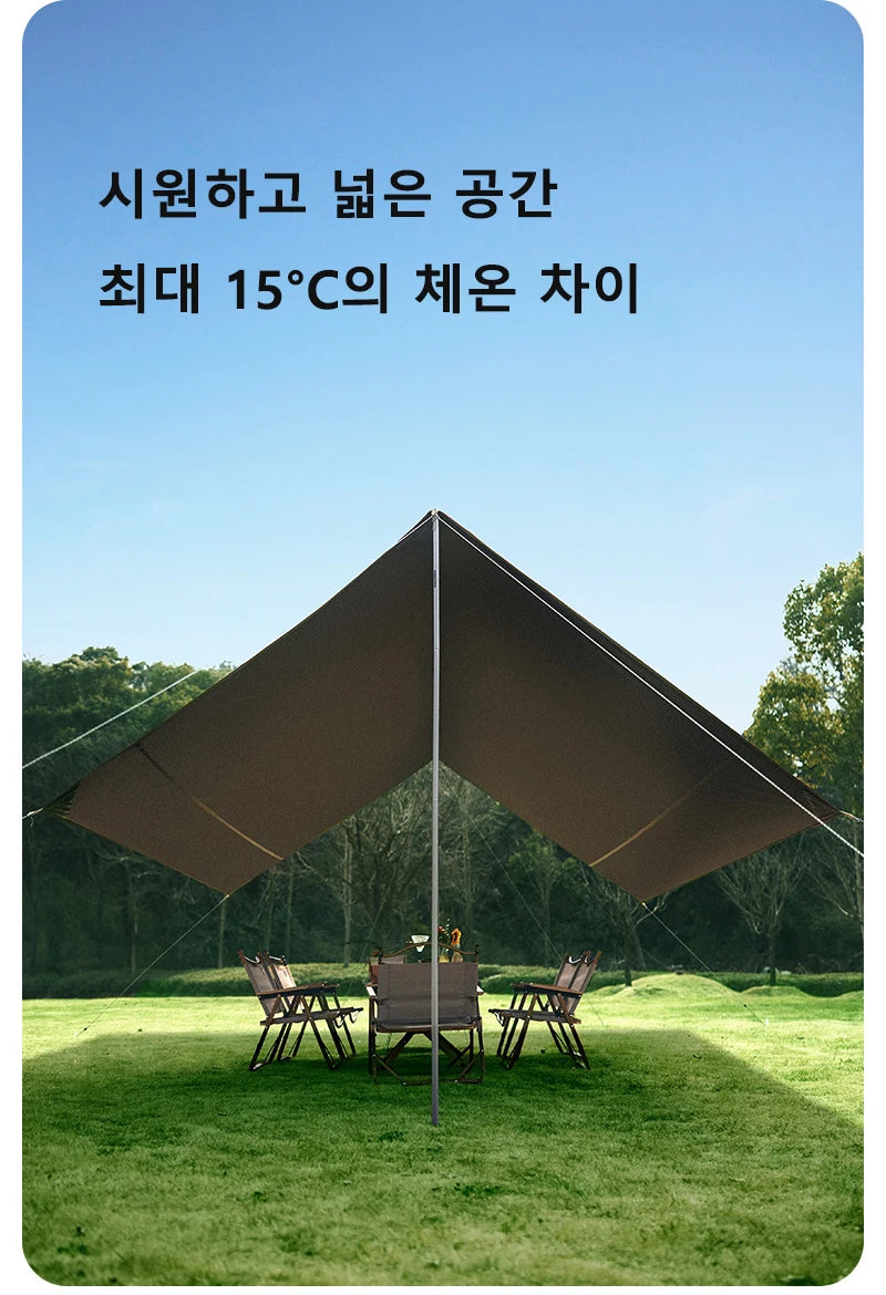 Naturehike Camping Sun Shelter Summer 10-12 Person Awning 17㎡ Sunshade Ourdoor Park Beach Tent Tarp Vinyl Coating Canopy Trekker Essentials