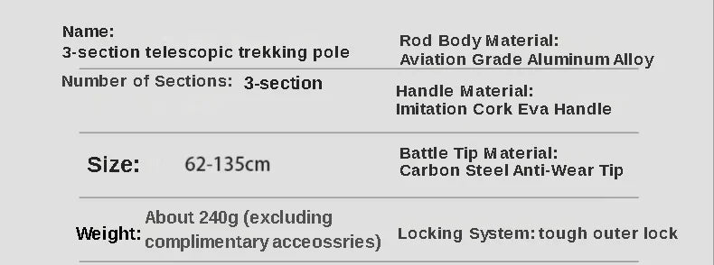 2PCS Ultralight Trekking Poles – Adjustable Aluminum Hiking Walking Sticks with Quick Lock System Trekker Essentials