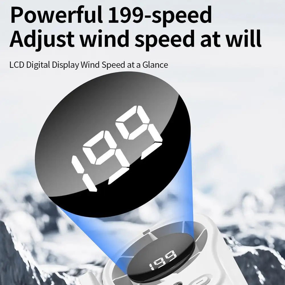 Car Fan USB Rechargeable Portable Clip-on Desk Fan LED Display 360° Rotation Quiet Powerful Airflow for Camping Travel Office Trekker Essentials