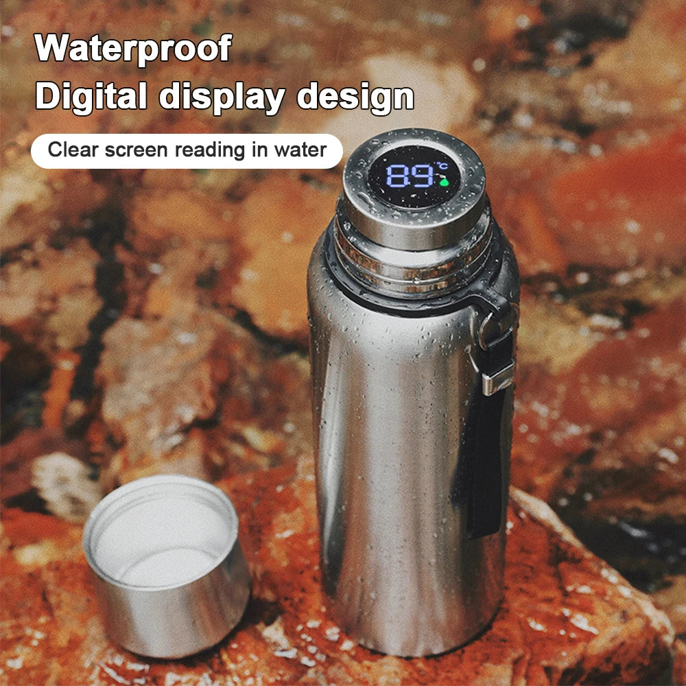 Smart Vacuum Flask with LED Temperature Display | 316 Stainless Steel Thermos, 24hr Insulation, 600-1500ml