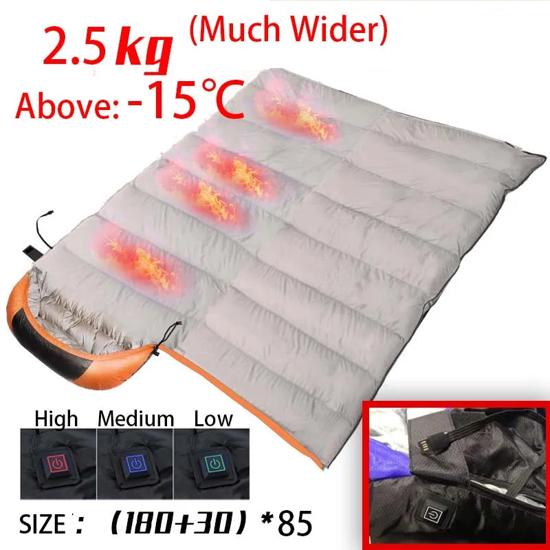 USB Heated Sleeping Bag – Waterproof Lightweight Winter Gear with 4-Zone Heating
