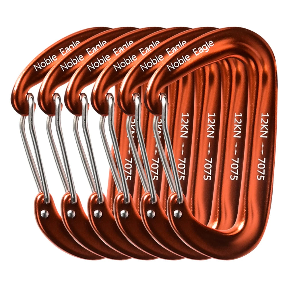 6Pcs 12kn Carabiner Set D Ring Heavy Duty Aluminum Tactical Carabiners Clips Camping Hiking Climbing Hook Hammock Outdoor Gear Trekker Essentials