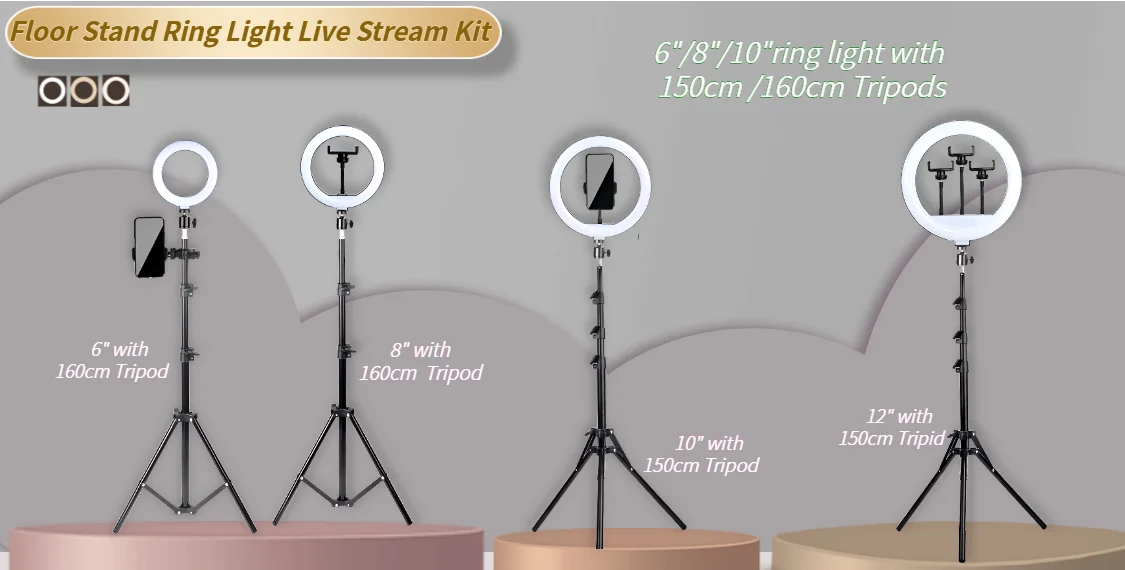 6-14" Professional Ring Light Kit with Tripod – Bi-Color 3200K-5600K LED, USB Powered for Live Streaming, Makeup, TikTok Videos