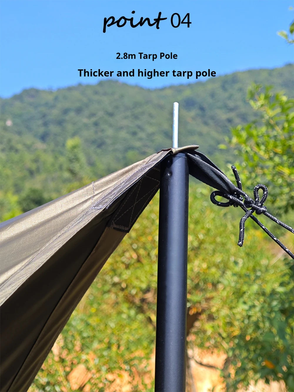Large Waterproof Camping Tarp 5.1×5.1m – Black Coated Sun Shelter Canopy for Outdoor Camping & Shade Trekker Essentials