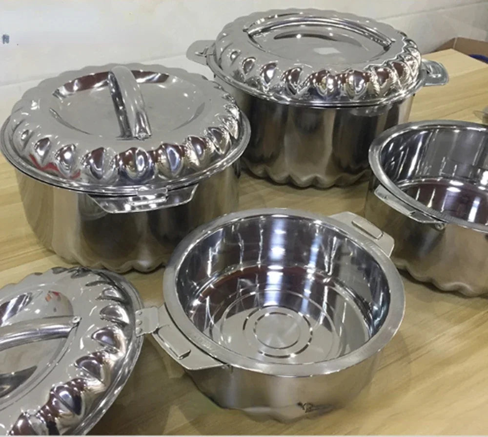 Juego de 4 calentadores de alimentos térmicos de acero inoxidable (1 L, 2 L, 3 L y 4 L): lonchera resistente para fiestas familiares, bodas y eventos.