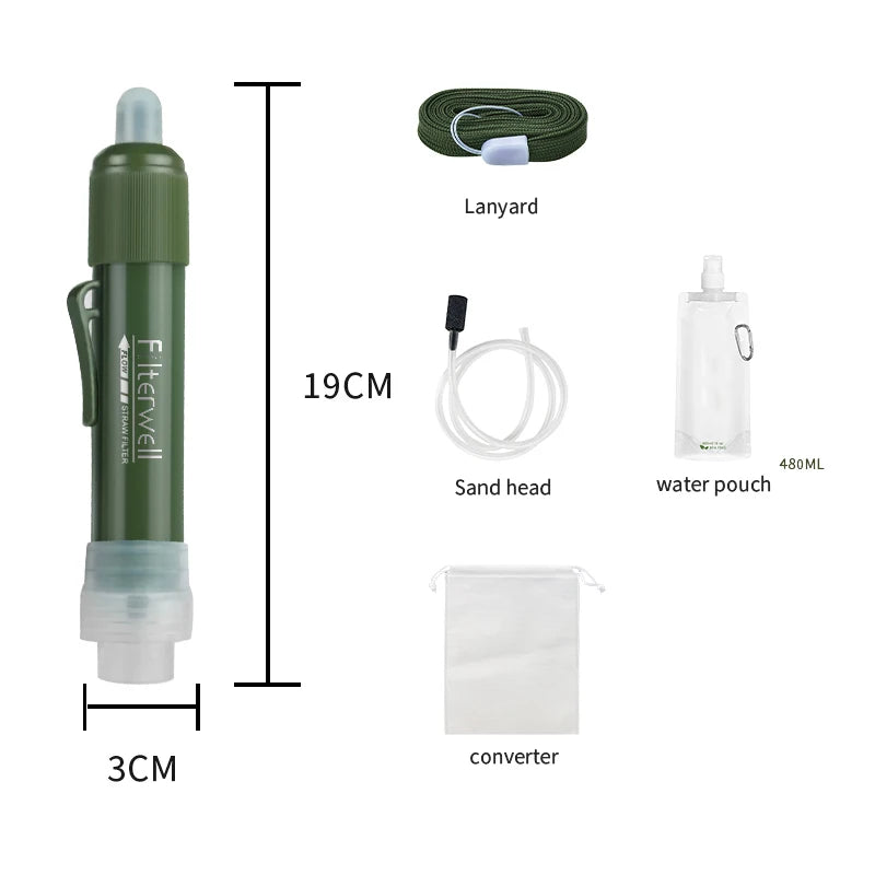 Mini Survival Water Filter Straw – Portable Carbon Water Purifier for Camping, Hiking & Emergency Preparedness Trekker Essentials