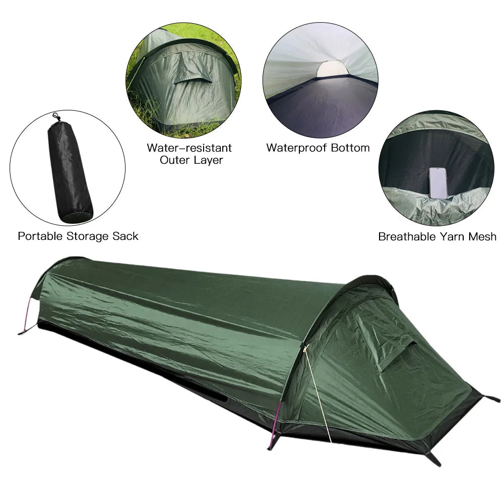 Backpacking Tent Outdoor Hiking Camping Sleeping Bag Tent Waterproof Lightweight Single Person Tent Trekker Essentials