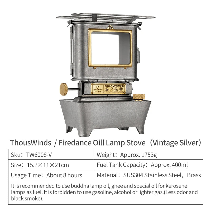 Retro Oil Lamp Stove – Portable 8-Hour Kerosene Lantern & Camping Cooker