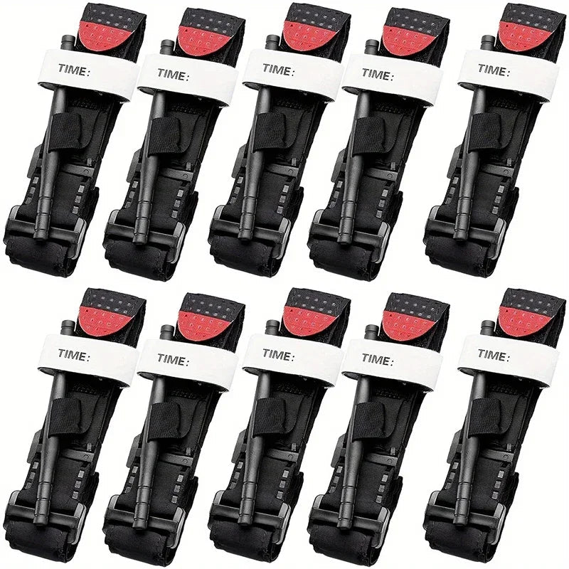 95cm 10pcs/set Emergency Belt Tourniquet Adjustment Buckle Medical Survival Combat Tactical Tourniquets Outdoor Exploration Trekker Essentials