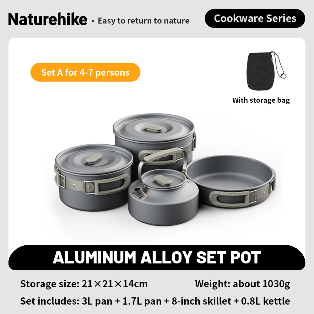 Portable Camping Cookware Kit – Outdoor Frying Pan, Kettle & Foldable Cooking Utensils Set for Camping & Picnic Trekker Essentials