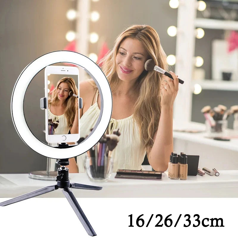 10 Inch LED Ring Light with Tripod & Phone Holder for Video & Makeup