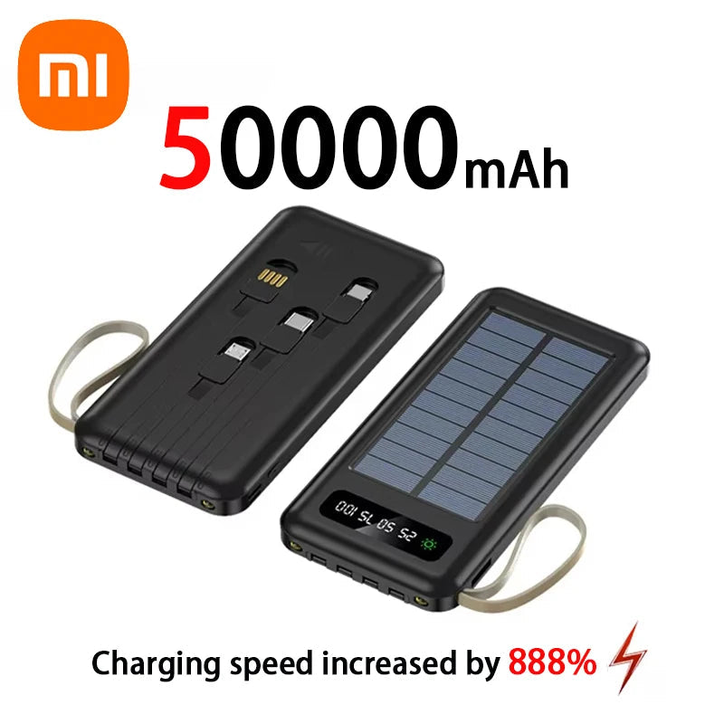 200000mAh Solar Power Bank – Ultra High Capacity Fast Charging Portable Charger with Built-in Cables & LED Light Trekker Essentials