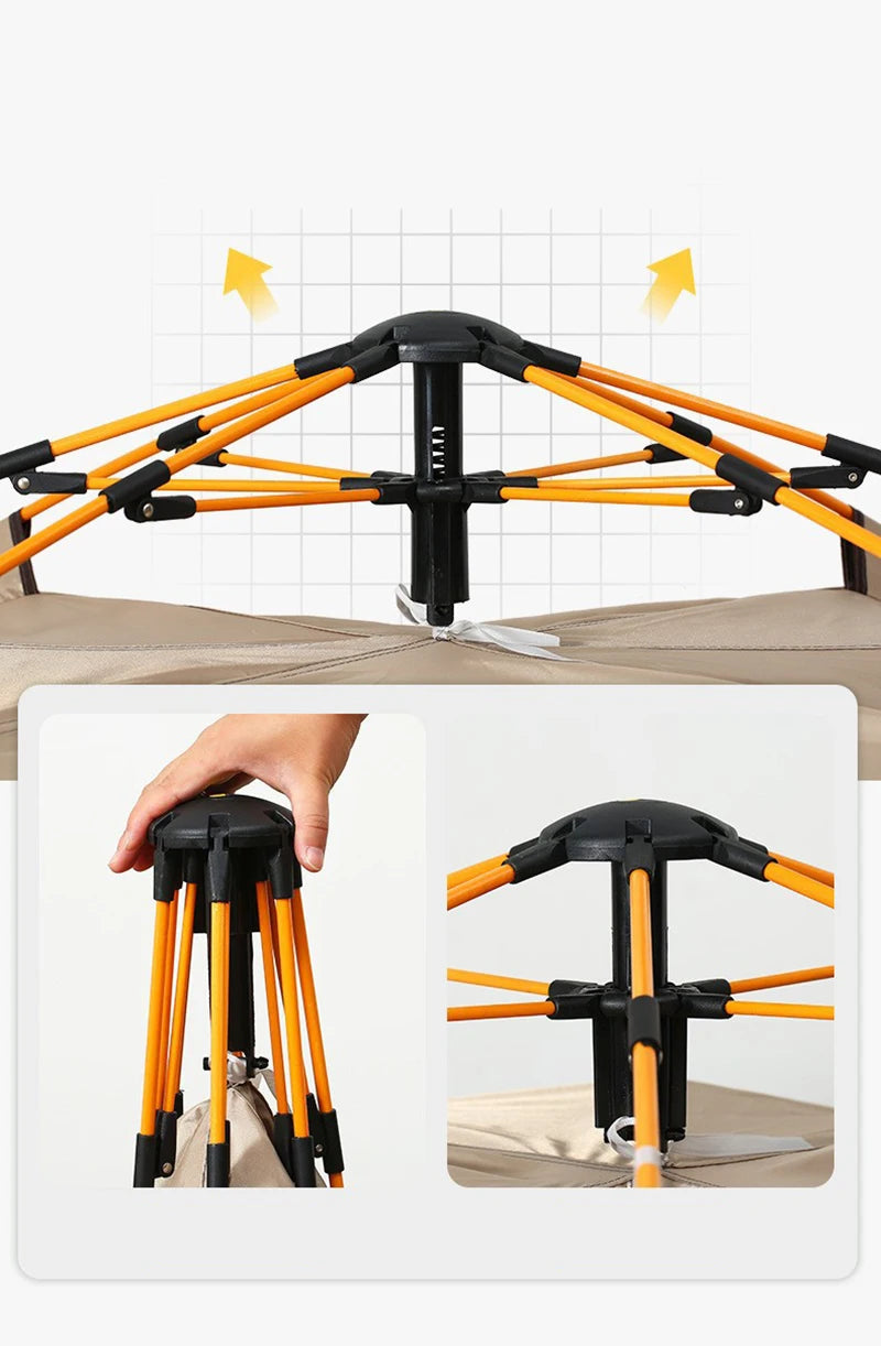 3-4 Person Instant Pop-Up Tent - Waterproof Automatic Camping Tent with Fiberglass Poles for Family Outdoor Adventures