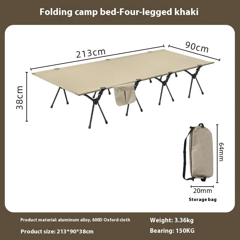 Lohascamping 90cm widen Camping cot Ultralight Portable High-low dual-purpose folding Bed Backpacking Travel hiking Sleeping Cot