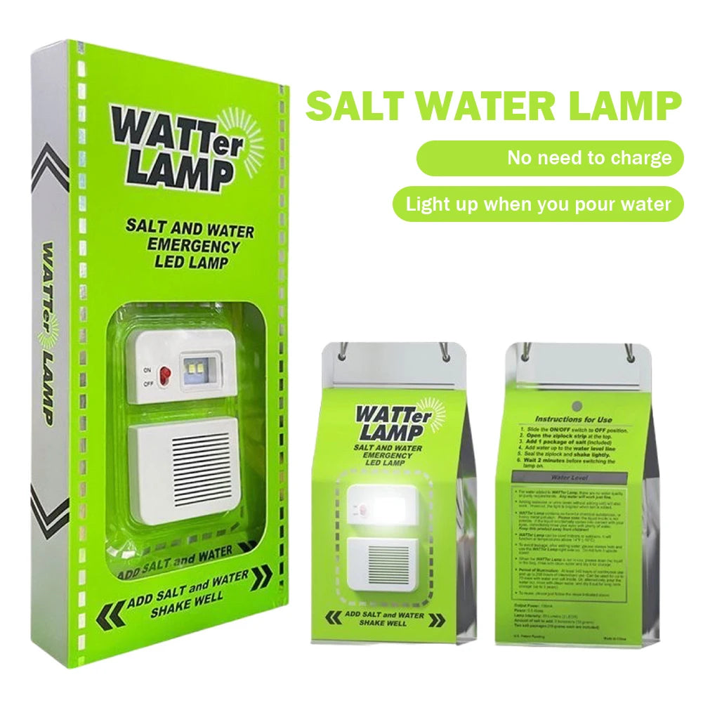 LED Salt Water Emergency Lamp Camping Energy Saving Lamp Waterproof Portable Night Fishing Lamp Travel Supplies for Car Outdoor Trekker Essentials