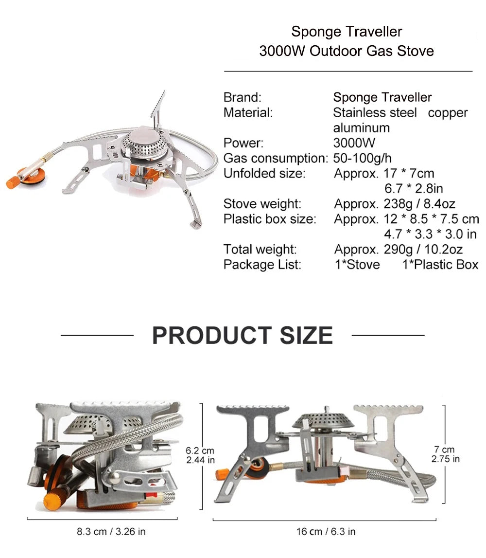 Portable 3500W Camping Gas Stove – Folding Outdoor Backpacking Burner with Ignition for Cooking, Hiking & Picnic
