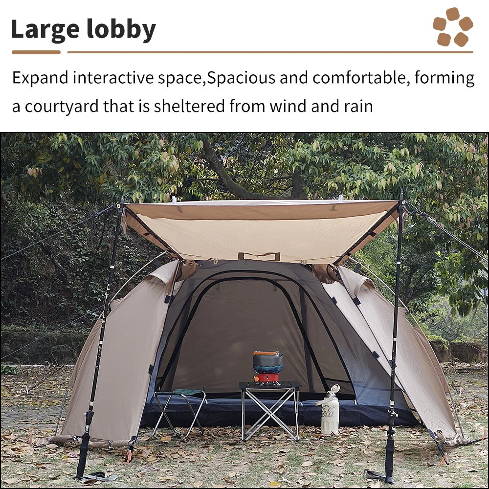 2 Person Hot Tent with Stove Jack – 4 Season Waterproof Camping Tent with Snow Skirt & Extended Vestibule Trekker Essentials