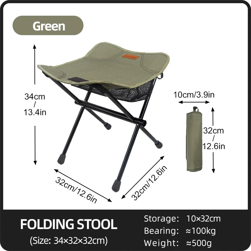 PACOONE Outdoor Portable Folding Stool Aluminum Alloy Minin Storage Chair Camping Fishing Chair Picnic Lightweight Furniture New Trekker Essentials