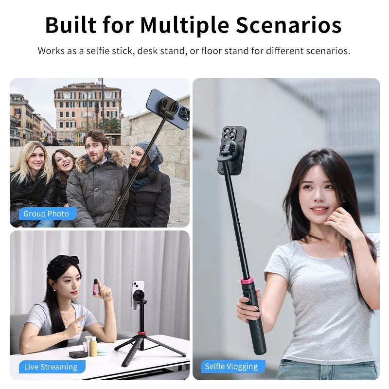 Ulanzi MT-84 1.53M Magsafe Selfie Stick Tripod Stand Bluetooth Remote Phone Extension Tripod for IPhone 16 15 LiveStreaming Vlog Trekker Essentials