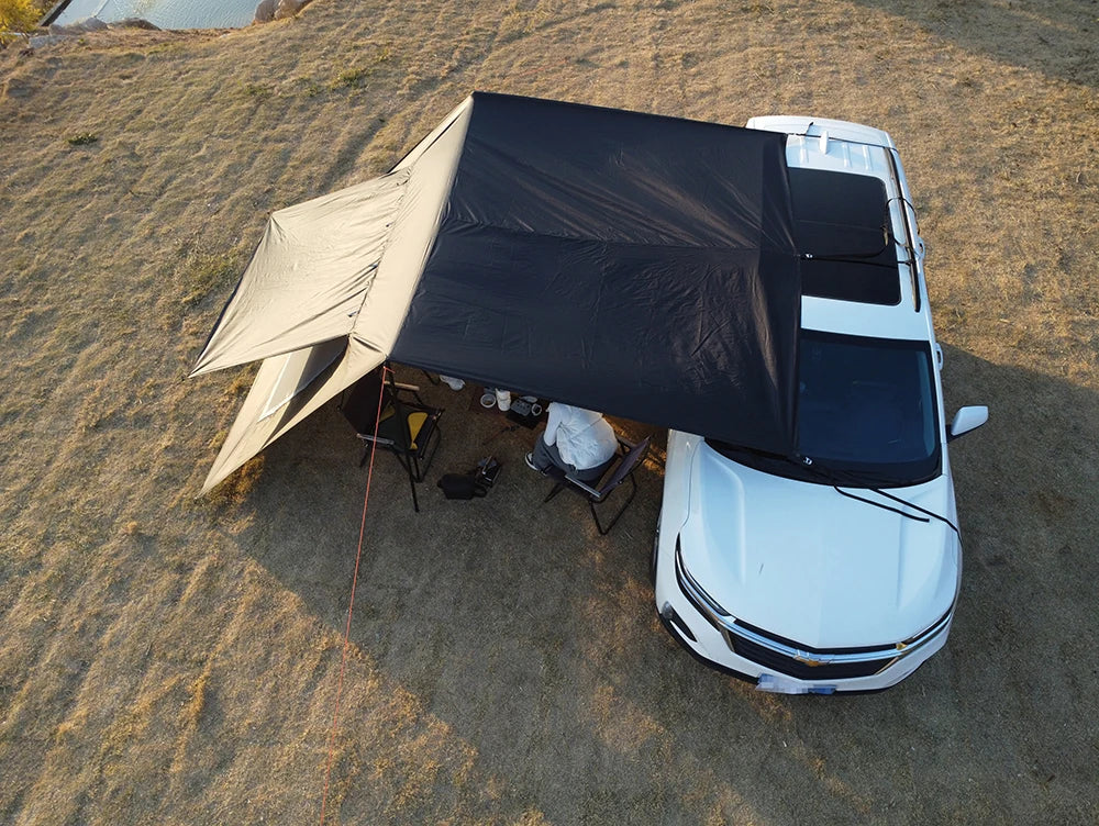 Car Side Awning Tent 3x5 Black Coating Tarp Camping Waterproof Canopy Outdoor Car Rear Tent
