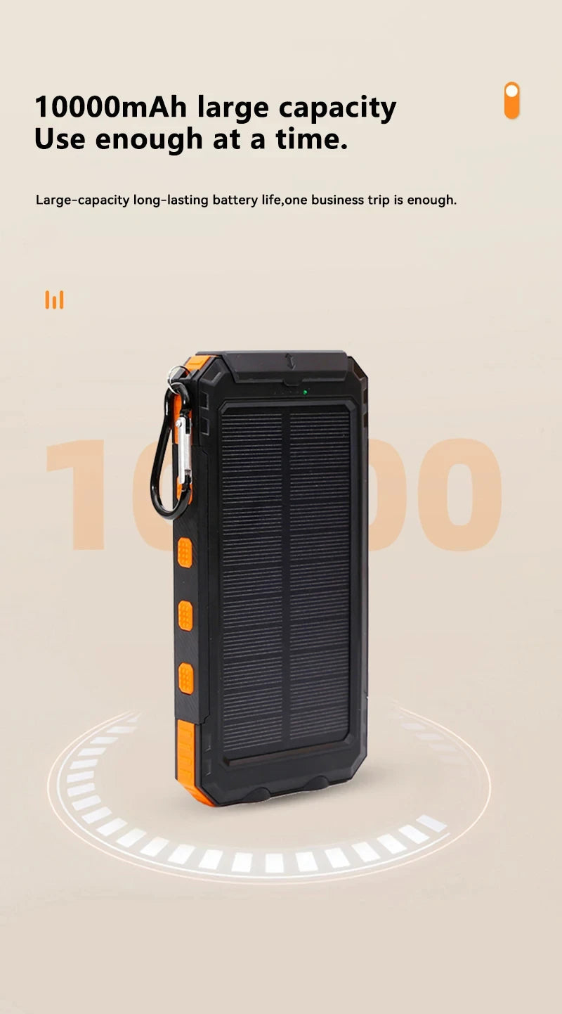 50000mAh Solar Power Bank – Portable Fast Charging External Battery with LED Flashlight & Digital Display Trekker Essentials