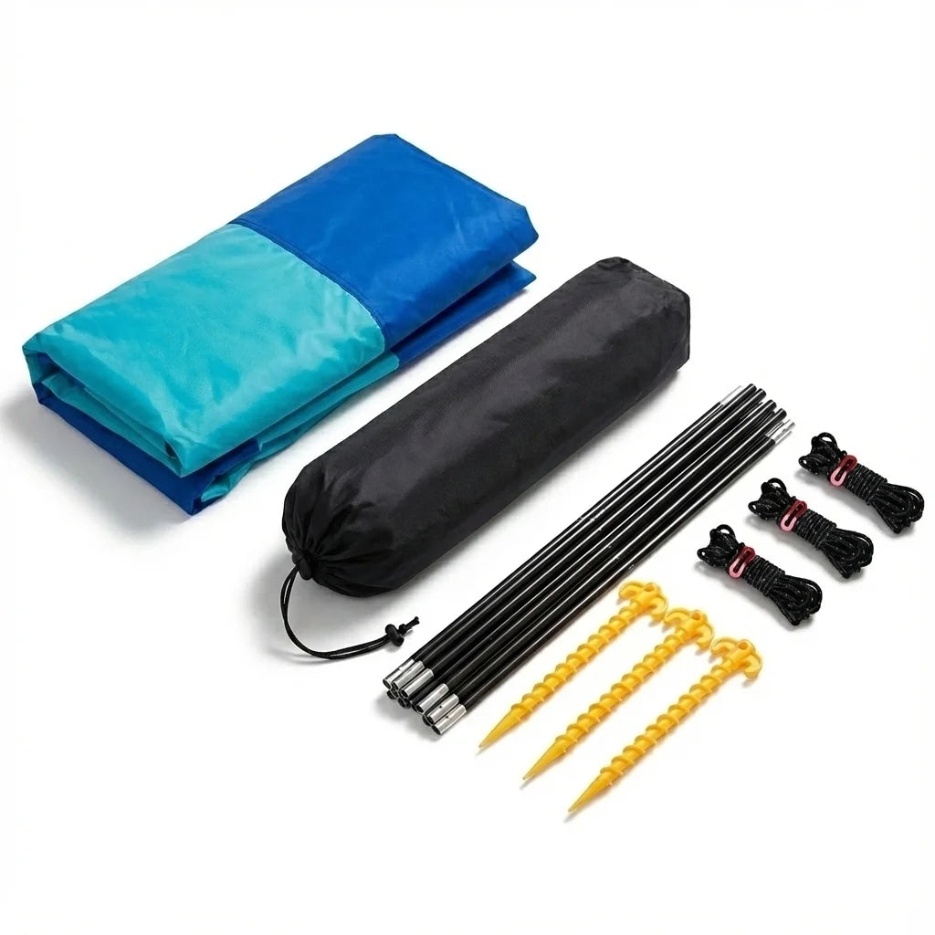 Wind-Resistant Beach Shade Tent 150 sq ft oversized canopy with sand anchors 4 lb ultralightweight UPF 50+ sun protection tent Trekker Essentials