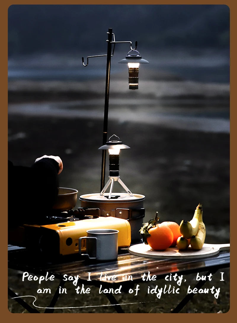 USB-C Rechargeable Camping Light - Magnetic Base LED Lantern with Tripod