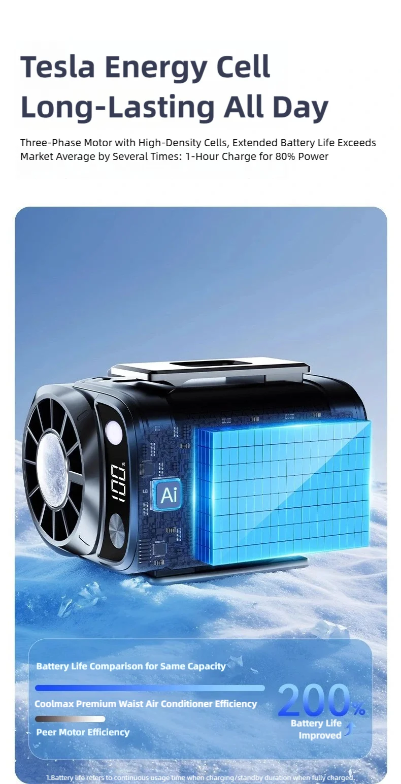 TINSOL New Portable Waist Fan with USB Charging Long Battery Life and Clamp Design for Outdoor Construction and Summer Use Trekker Essentials