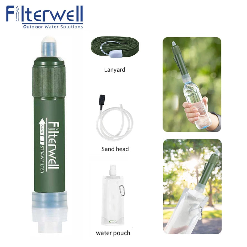 Mini Survival Water Filter Straw – Portable Carbon Water Purifier for Camping, Hiking & Emergency Preparedness Trekker Essentials
