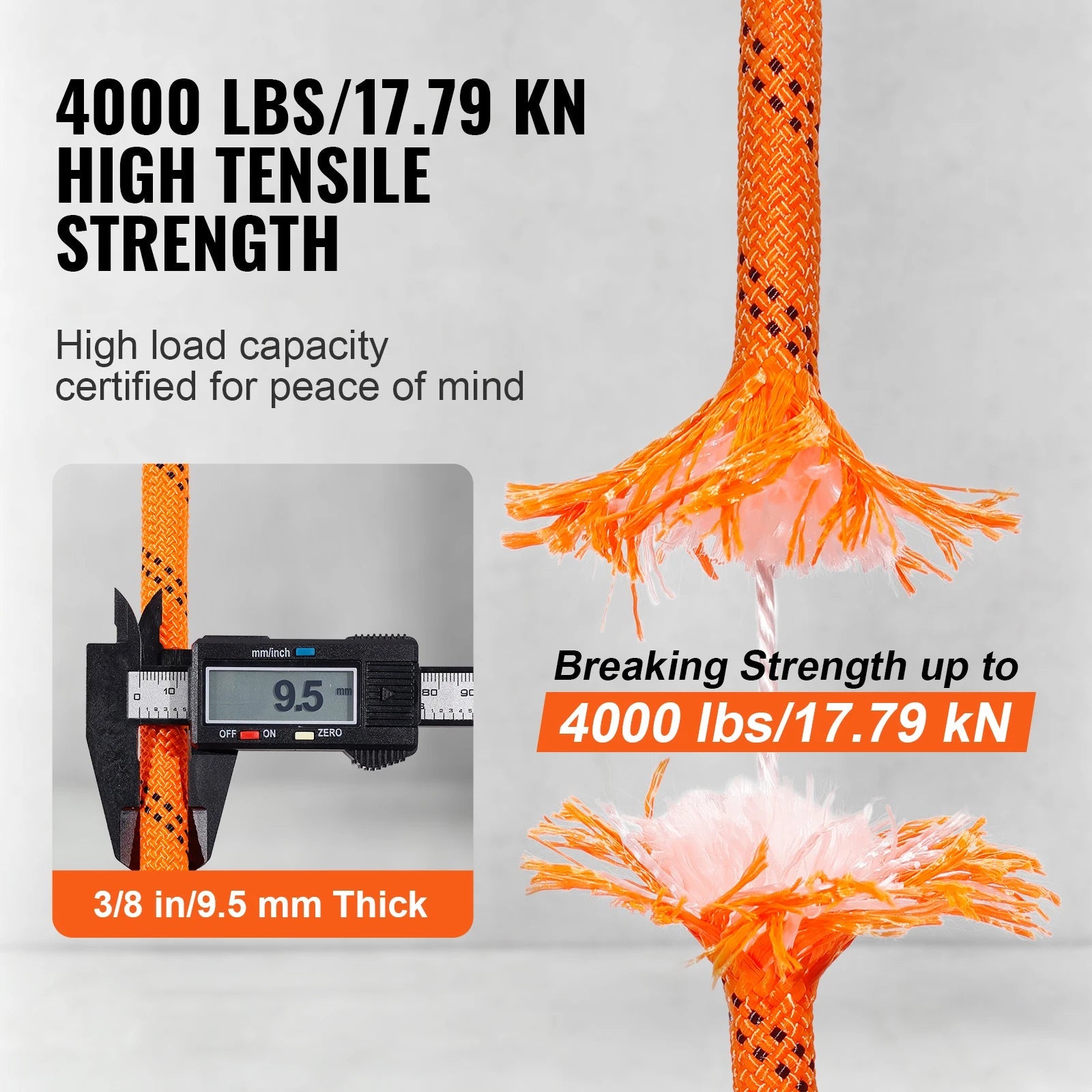 SucceBuy 120ft Dual-Weave Polyester Cord 3/8 1/2in 48-Strand Multi-Use Rope for Arborist Activities Outdoor Adventures Versatile Trekker Essentials