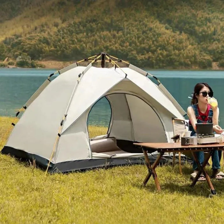 3-4 Person Instant Pop-Up Tent - Waterproof Automatic Camping Tent with Fiberglass Poles for Family Outdoor Adventures
