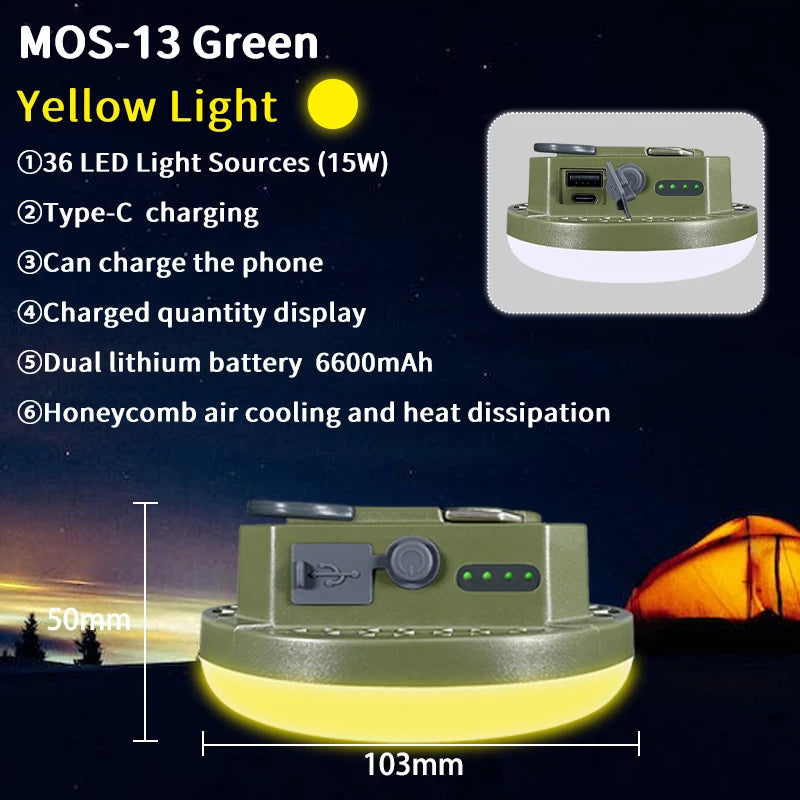 9900mAh Rechargeable Camping Lantern: Ultra-Bright LED Work Light with Magnet & Power Bank