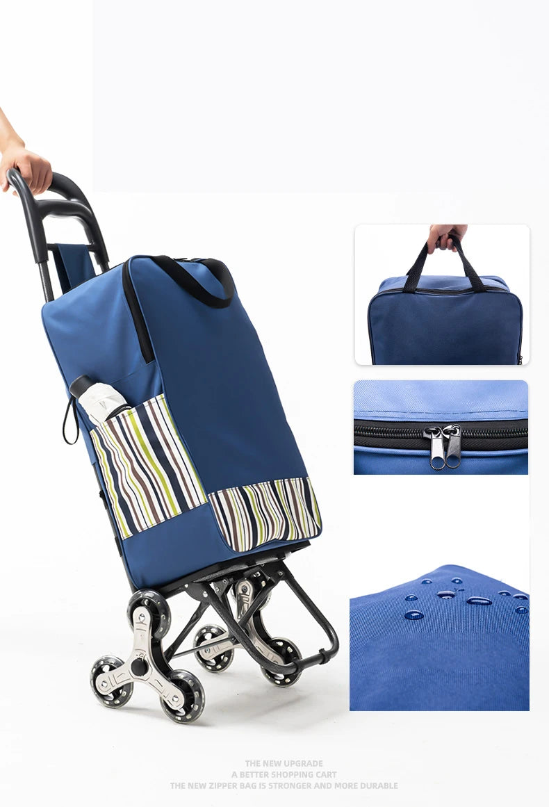 Light Grocery Shopping Trolley Household Climbing Stairs Folding Trailer Outdoor Travel Hand Pull Shopping Cart