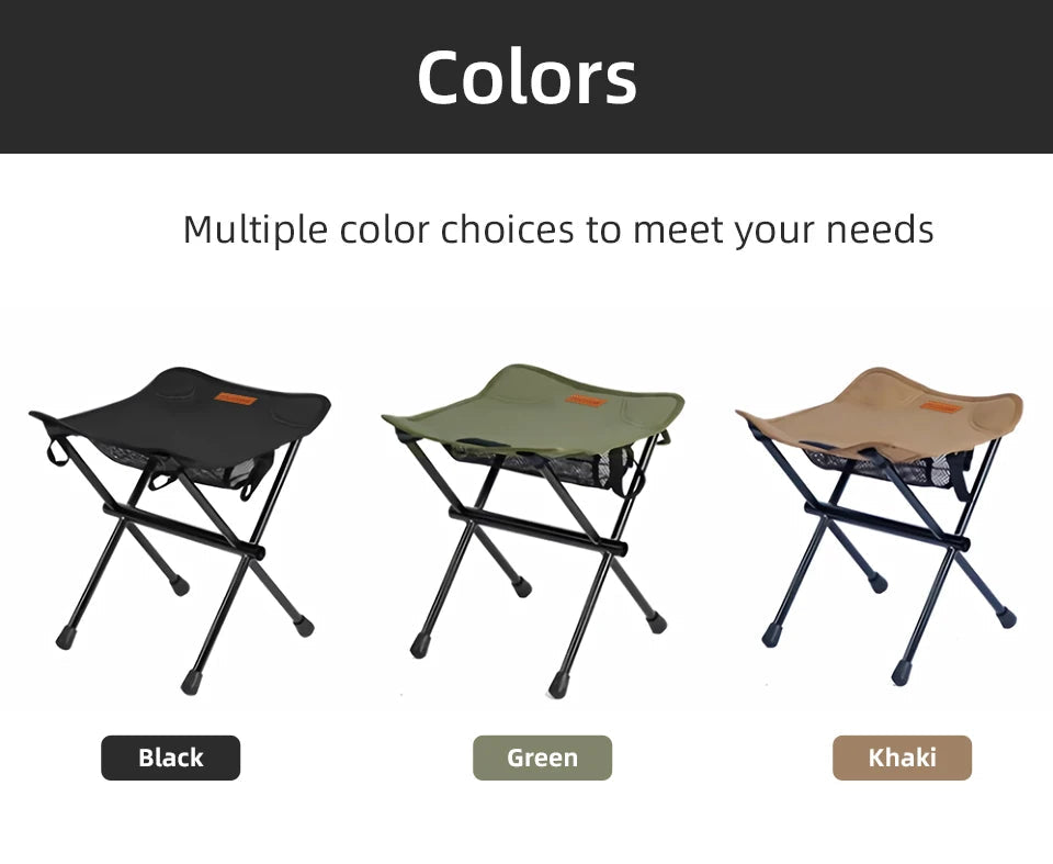 PACOONE Outdoor Portable Folding Stool Aluminum Alloy Minin Storage Chair Camping Fishing Chair Picnic Lightweight Furniture New Trekker Essentials