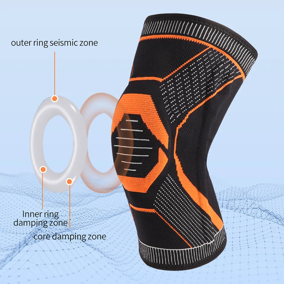 1Pcs Sports Knee Pads Silicone Spring Anti-slip Knee Support Keep Warm Outdoor Sports Skipping Cycling Hiking Mountain Climbing Trekker Essentials