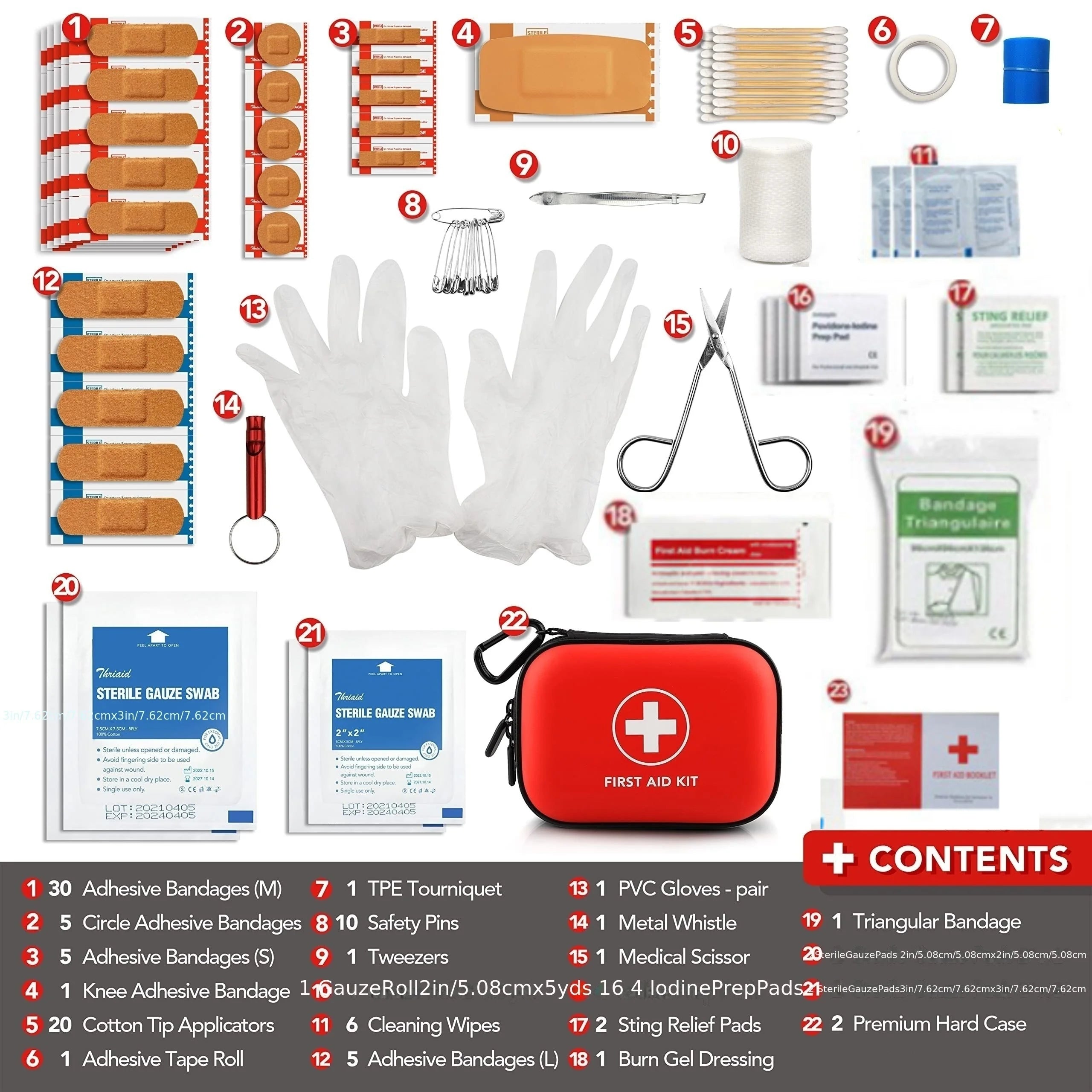 104-Piece First Aid Kit – Waterproof Hard Case Emergency Medical Kit for Travel, Home, Car & Outdoor Use Trekker Essentials