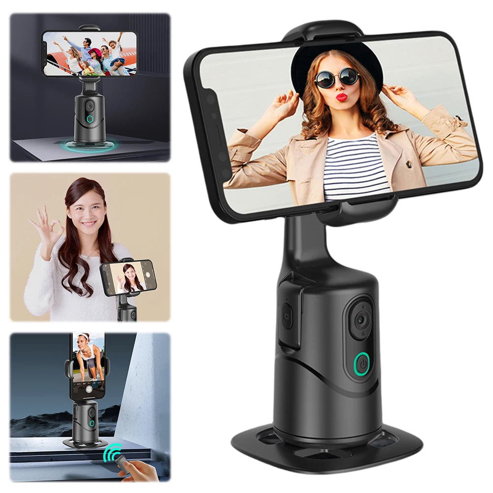 360° Auto Face Tracking Phone Tripod with Gesture Control & Fill Light – Smart Stabilizer for TikTok, Live Streaming, and Video Recording