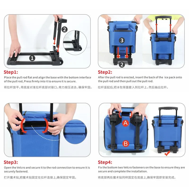 35L Leakproof Soft Cooler Bag with Wheels Large Capacity Insulated Thermal Tote for Picnic Camping Beach Delivery Multi-purpose Trekker Essentials