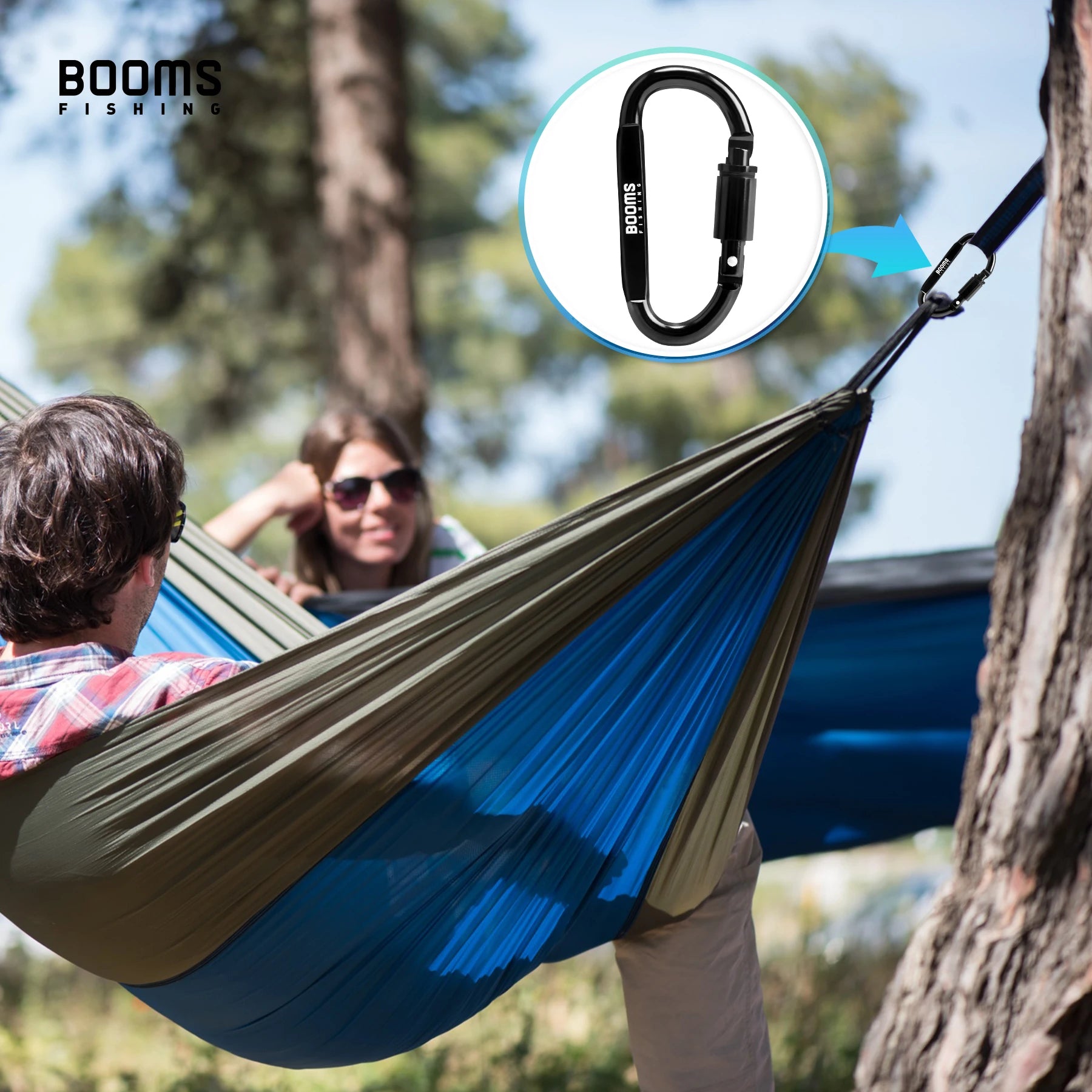 Mosquetón con anilla en D de supervivencia para pesca Booms: equipo seguro y versátil para actividades al aire libre