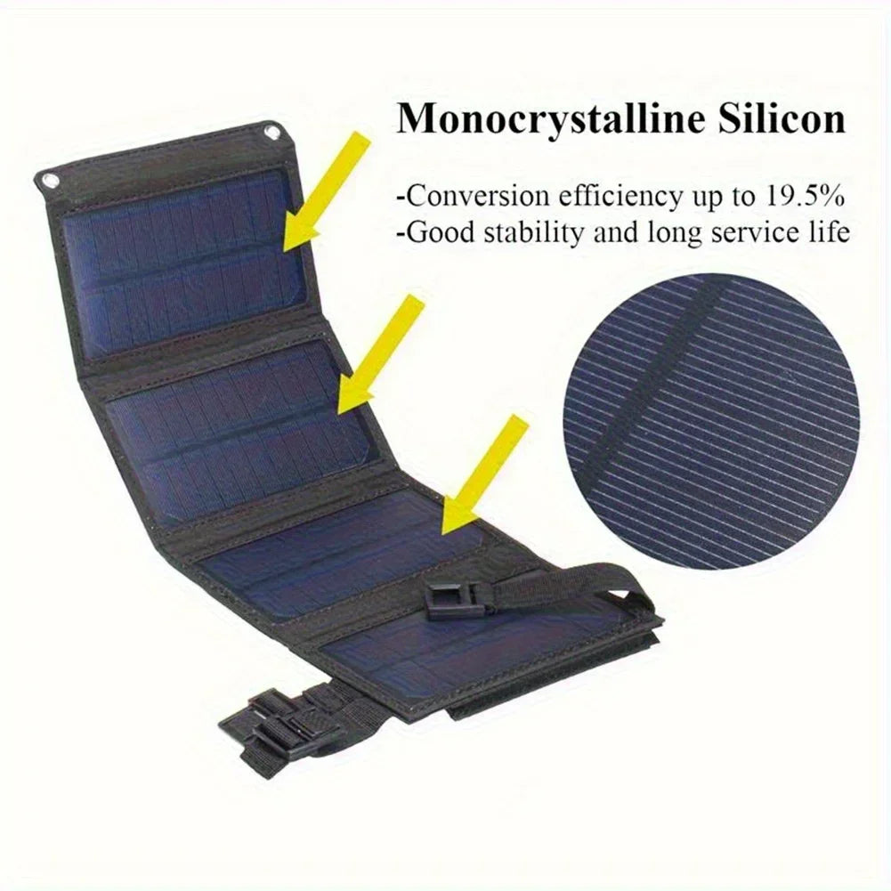 1PC Foldable Solar Panel, Portable Flexible  5V USB Foldable Solar Panel, Used for Small Batteries Outdoor Lighting Accessories Trekker Essentials
