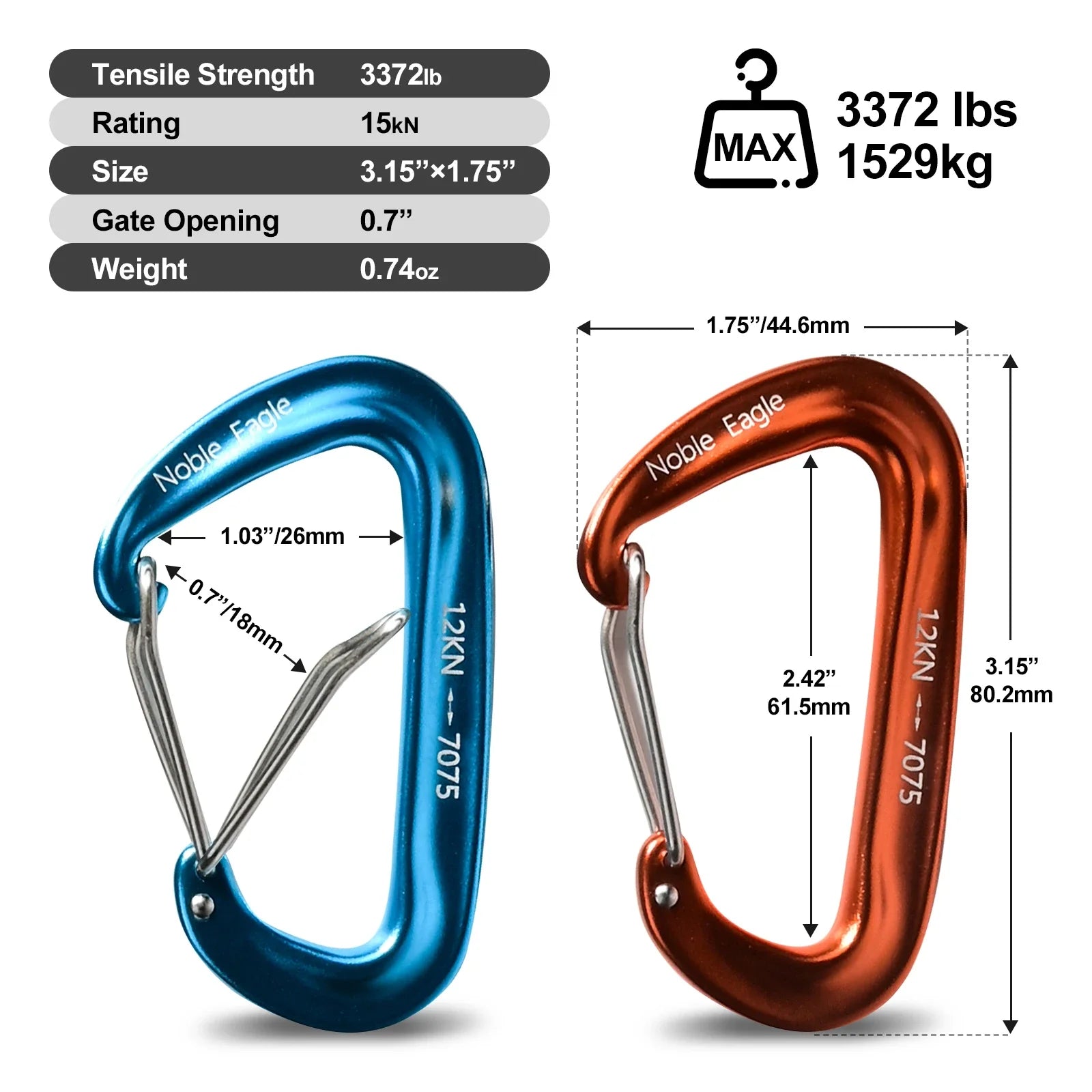 6Pcs 12kn Carabiner Set D Ring Heavy Duty Aluminum Tactical Carabiners Clips Camping Hiking Climbing Hook Hammock Outdoor Gear Trekker Essentials