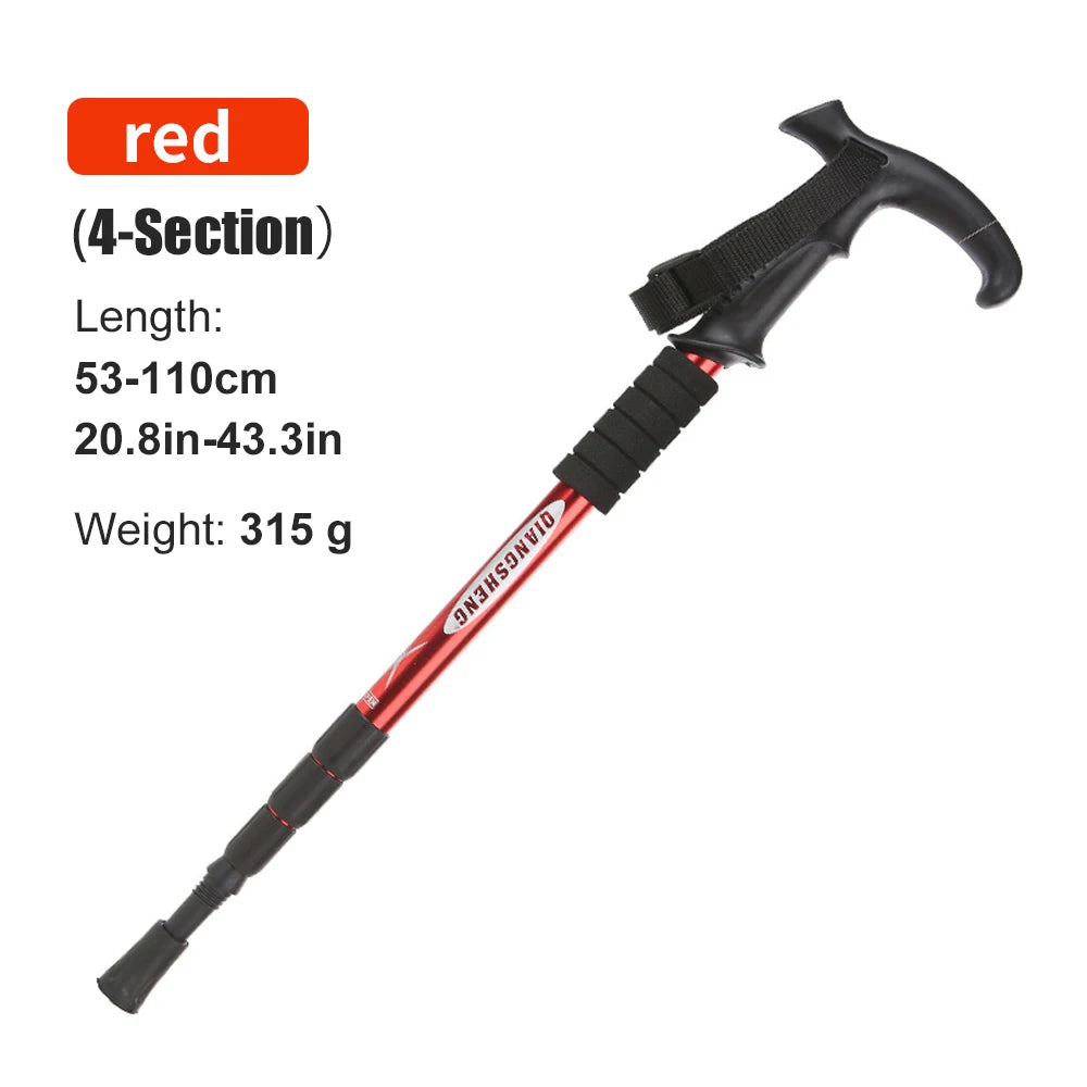 4-Section Telescopic Trekking Pole, Lightweight Folding Walking Stick for Hiking & Climbing