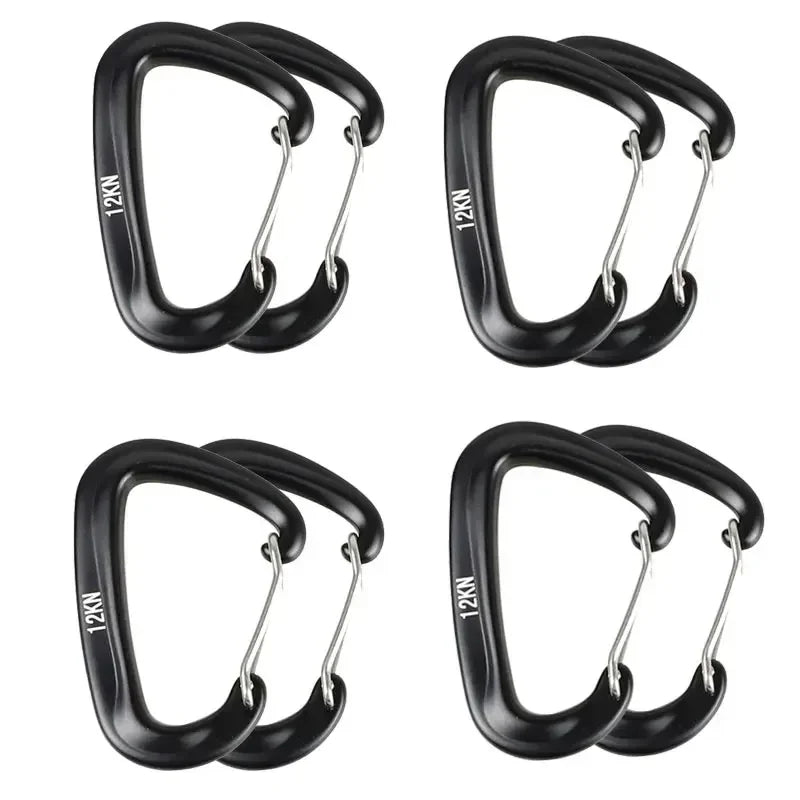 D-Shaped Carabiner Clips (1/8 PCS) – 12KN Heavy Duty Aluminum Hooks for Camping, Hammocks & Outdoor Gear Trekker Essentials