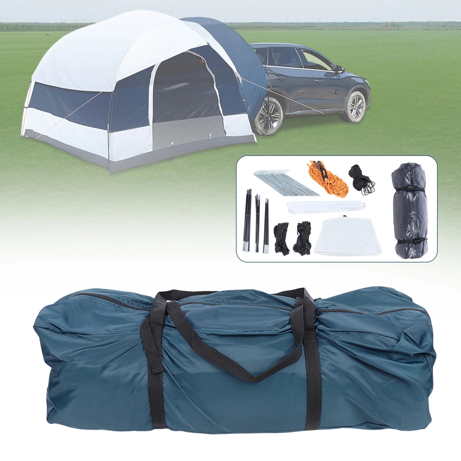 Tienda de campaña para SUV de 4 personas - Refugio universal para portón trasero con parasol y mosquitera para acampar