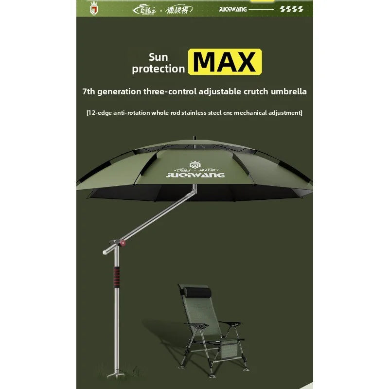 Outdoor Fishing Umbrella 360 Degree Rotatable Sunshade Camping UV Resistant Thickened Waterproof Walking Stick Umbrella Trekker Essentials